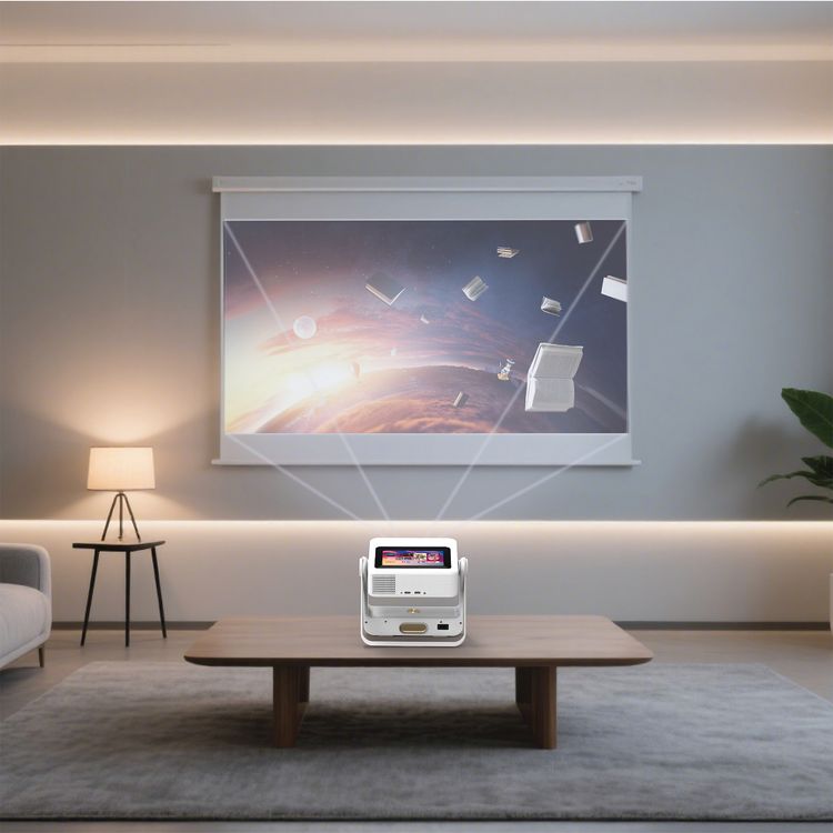 Green lion Orion 2 Smart Projector with Built-in Touch Screen, Auto Focus & Keystone Correction, 30" – 250" Projection Size, Android 12 Operating System200lm Brightness, 7" HD Display, 2.4G & 5G WiFi, Built-in 10W Stereo Speakers - White 