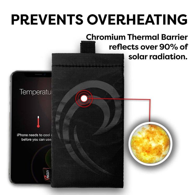 Phoozy Apollo II Series Thermal Mobile Phone Case Capsule, Prevents Overheating, Shock & Impact Protection, Insulated Ultra-Slim Weatherproof Pouch, Extends Battery Life - Black