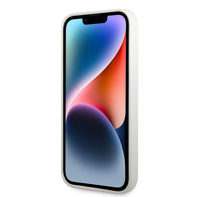 Lacoste Hard Case Liquid Silicone / Microfiber Allover Pattern Compatible with iPhone 14 Pro - White