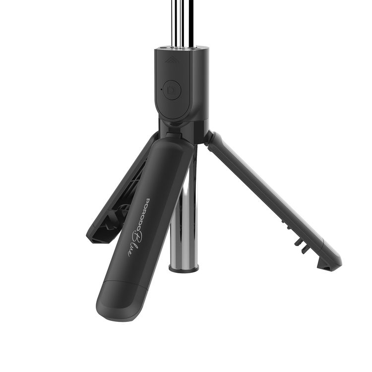 Porodo Blue FlexiTripod Selfie Stick with Foldable Tripod, Wireless Remote Shutter, 360° Rotation, 4.0 Bluetooth Version, 10m Wireless Range, Stainless Steel Material - Black