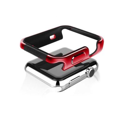 X-Doria Defense Edge Case Compatible for Apple Watch 44mm - Anti-Scratch - Impact Protection - Easy Snap-on Design - Soft Rubber Lining - Metallic Red (Machined Metal Guard)