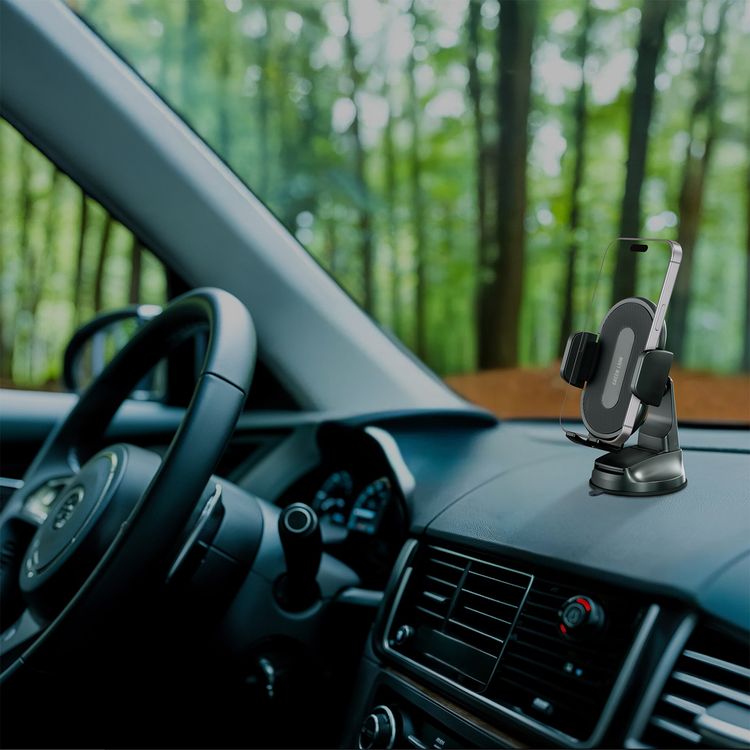 Green Lion Ultra Grip Car Phone Holder, Compatible with 4.7"-6.9" Devices,  Anti-Slip Base, ABS, PC & Silicone Material, Strong Adhesion, Quick Release Base, 7.5cm Suction Cup - Black