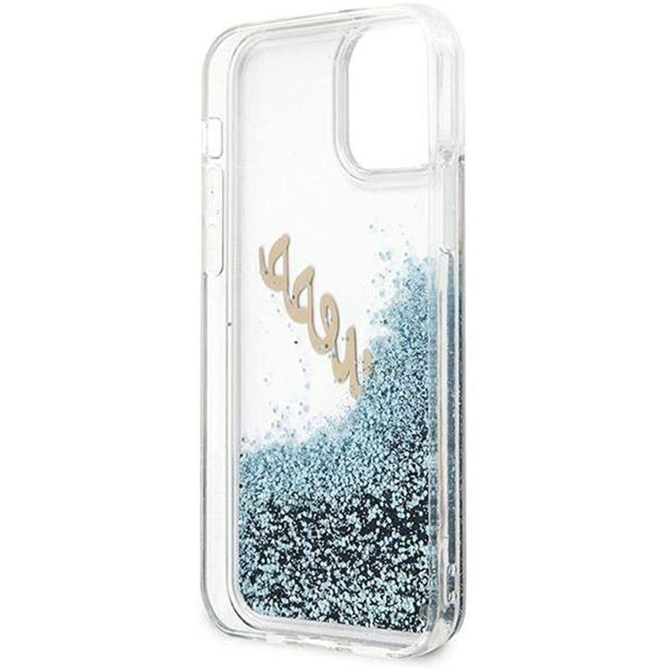 Guess Liquid Glitter Script Hard Case for iPhone 12 / 12 Pro ( 6.1" ) - Blue