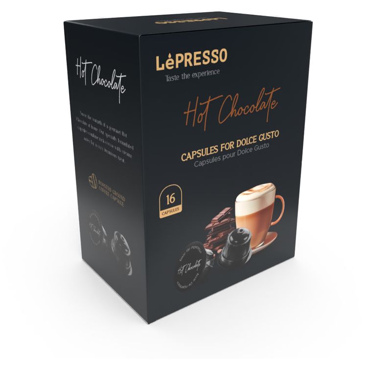 Lepresso Hot Chocolate Capsule for Dolce Gusto 16pc, Perfect Blend - Black