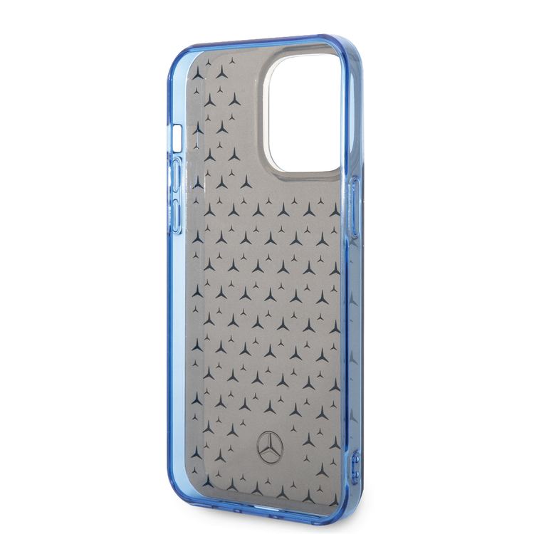 Mercedes-Benz Double Layer PC/TPU Case with Large Star Pattern iPhone 14 Pro Max Compatibility - Black / Blue