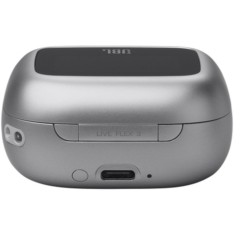 JBL Live Flex3 True Wireless Earbuds with Display, 50 Hours Battery Life, Adaptive Noise Cancelling, Multi-Point Connection, Water and Dust Resistant, 6 Microphones, JBL Spatial Sound - Silver