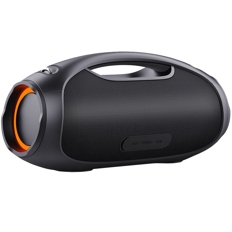 Porodo Soundtec Rush Euphoric Sound Portable Speaker with Bluetooth Version 5.3, 5400mAh Battery Capacity, Type-C Charging Port, IPX6 Water Resistance, 3 Hours Charging Time, 8 Hours Working Time, 15m Transmission Range, Power Bank Function, Shoulder Strap & Grip Handle, Vibrant RGB Lights - Black