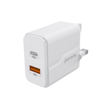 Porodo Dual Port Wall Charger PD 20W - White