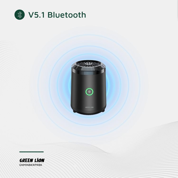 Green Lion Mini Bakhour Pro with Built-in Quran Speaker, 2000mAh Battery Capacity, 18W Power, 10-15 Times Burning Cycle, Remote & App Control, Up to 5 Hours Speaker Playtime - Black