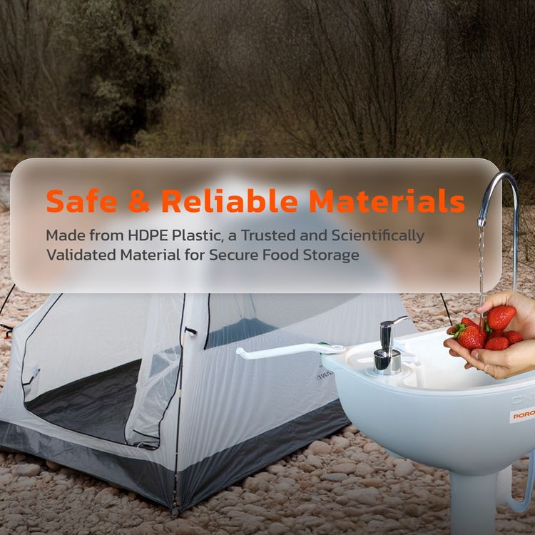 محطة غسيل اليدين المحمولة من بورودو لايف ستايل، توزع 220 مل من الماء لكل مضخة، سعة 17 لترًا من الماء و3 لترًا من الصابون، تعمل بمضخة القدم، نظام ضخ فعال