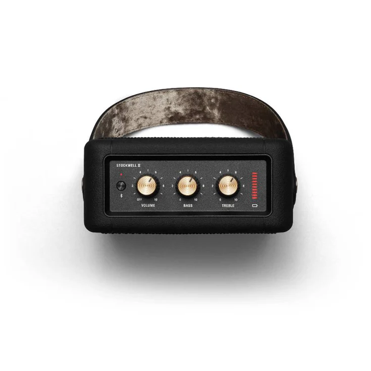 Marshall Stockwell 2 Bluetooth Wireless Stereo Speaker, Lithium-ion Battery, Water Proof, 20 Hours Playing Time, 5 Hours Charging Time, Fast Charge - Black / Brass