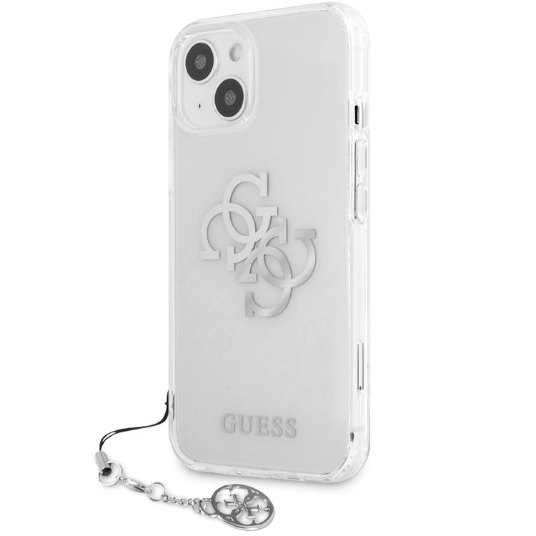 CG MOBILE Guess PC/TPU Case Transparent 4G Electroplated Logo with Elegant Charm Compatible for iPhone 13 (6.1") Anti-Scratch, Easy Access to All Ports