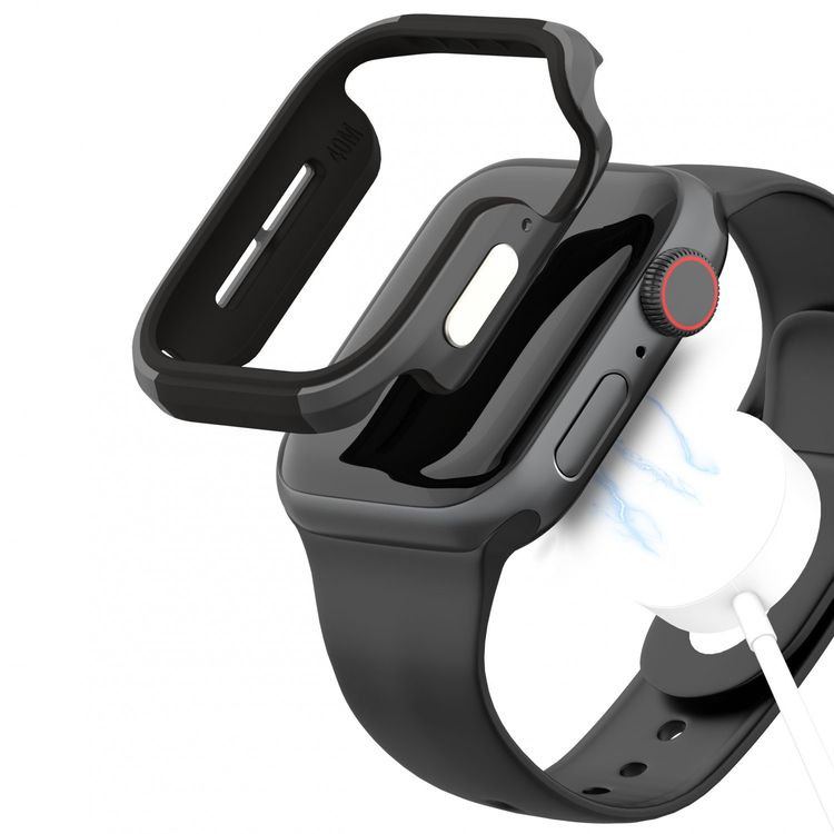 Green Lion Iron Shield Case Defense Edge, Aluminum & Soft Rubber Exterior, Easy Access to All Ports, Protective Case Replacement Compatible for Apple Watch 44mm - Red