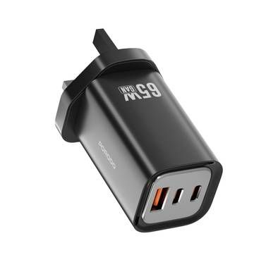 Porodo Triple Output Quick Wall Charger with 65W Power De...