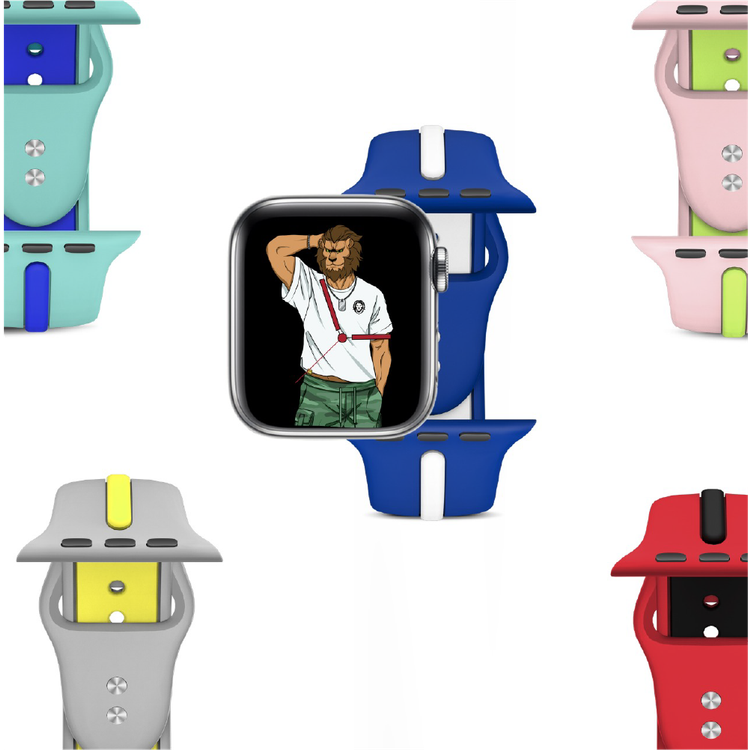 Green Lion Tanoshi Watch Strap, Fit & Comfortable Replacement Wrist Band, Adjustable Straps Compatible for Apple Watch 38/40mm - Ice Blue / Blue