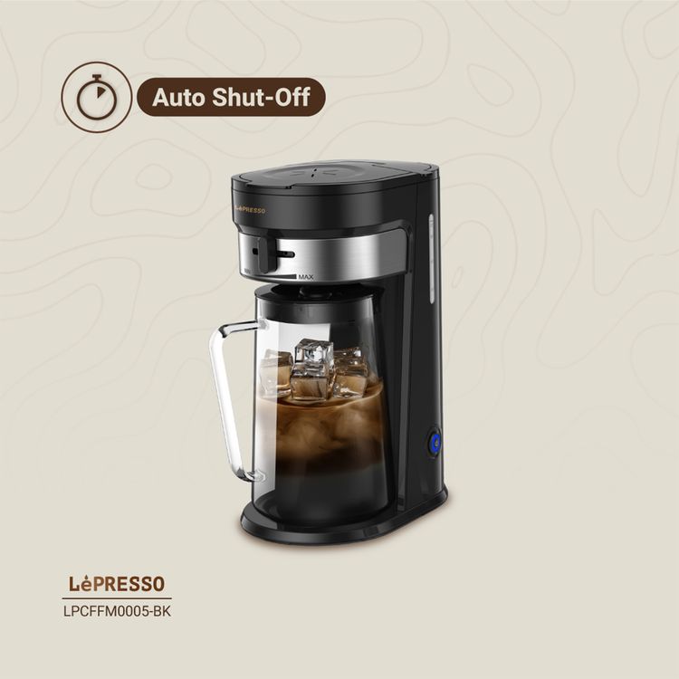 LePresso Cold Brew Machine for Iced Coffee & Tea Preparation, 2.5L Pitcher Capacity, Adjustable Brew Strength, 900mL Water Tank Capacity, Auto Shut-Off, One-Tap Brewing - Black