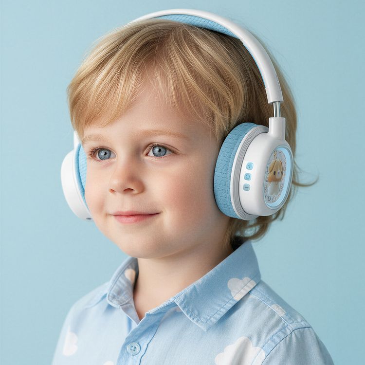 Green Lion GK-600 Kids Wireless Headphone with 20 Hours Play Time, Designed for Ages 3+, Versatile Playback, 85dB Safe Sound Limit, Built-in Microphone, LED Light Design, Soft Padded Cushions, Kid-Friendly Controls - Blue