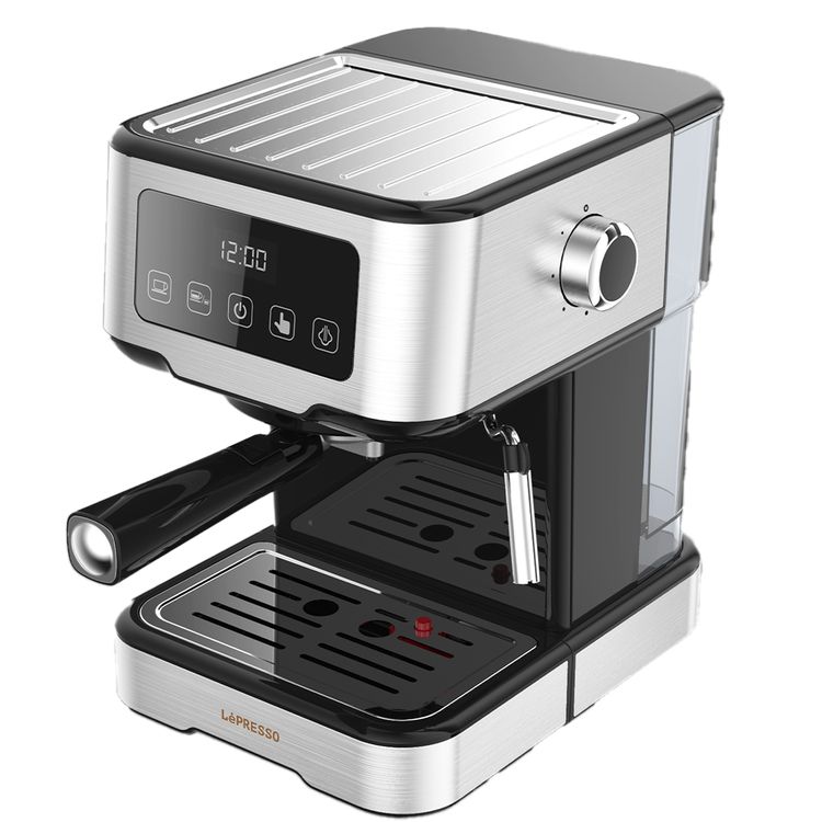 LePresso Digital Coffee Machine with 20 Bar Pressure Pump, High Pressure Frothing, Pre-Brew System, 1100W Rated Power, 1.5L Tank Capacity  - Black
