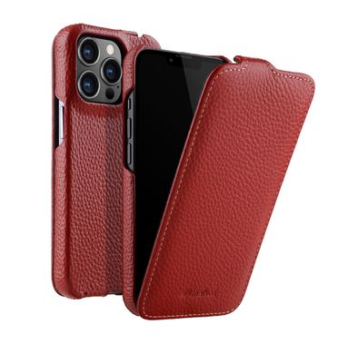 Melkco Jacka Series Lai Chee Pattern Premium Leather  Cover Case for Apple iPhone 13 Pro (6.1") - (Red LC)
