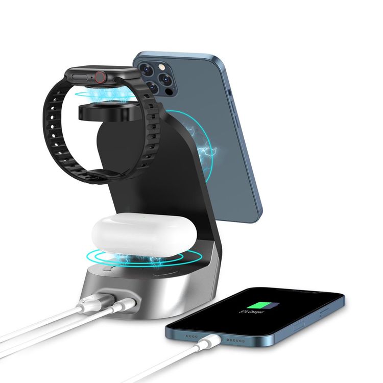 Green Lion 4 in 1 Fast Wireless Charger 15W - Black