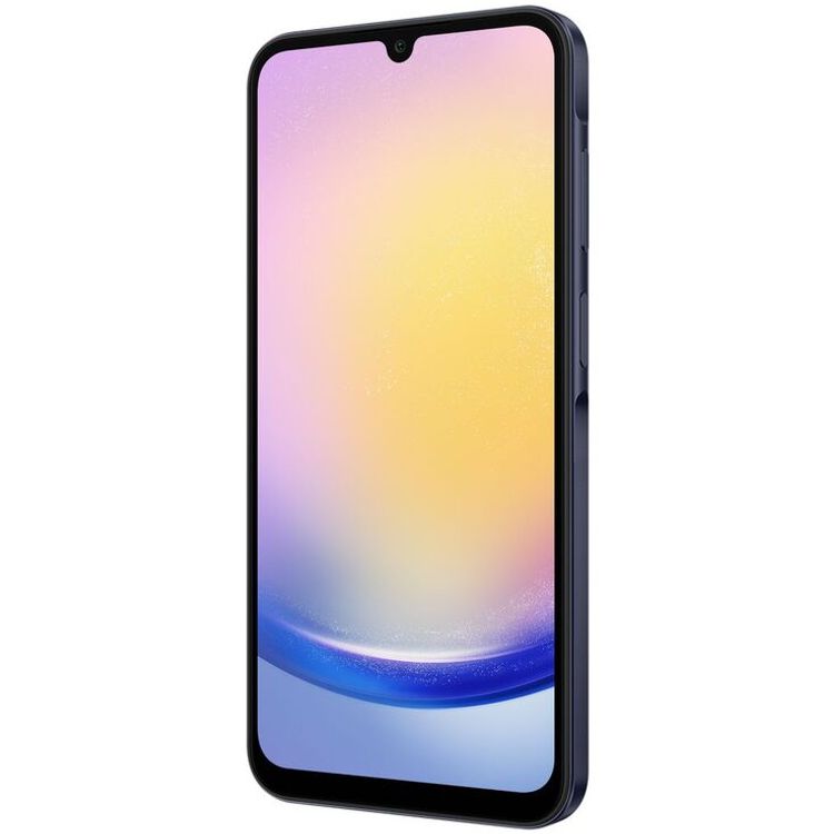 هاتف سامسونج جالكسي A25 الذكي بتقنية شبكة الجيل الخامس، شاشة Super AMOLED مقاس 6.5 بوصة، ذاكرة وصول عشوائي (RAM) سعة 6 جيجابايت، سعة تخزين 128 جيجابايت، كاميرا ثلاثية 50 ميجابكسل + 8 ميجابكسل + 2 ميجابكسل، معالج ثماني النواة، بطارية 5000 مللي أمبير، شريحتي اتصال - أزرق أسود