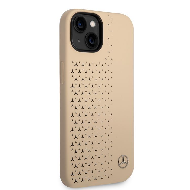 Mercedes-Benz Genuine Leather Case with Star Pattern iPhone 14 - Beige