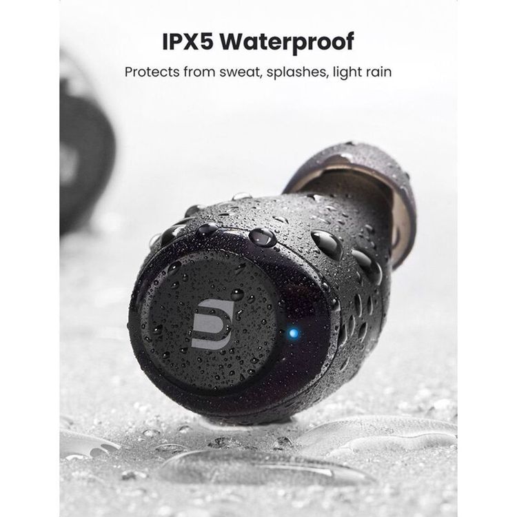 UGreen Hitune T1 True Wireless Earbuds, Twin & Mono Mode, Touch Control, HiFi Sound, 10 m Bluetooth Range, 1.5 Hours Battery Charging Time, Sound Isolation - Black