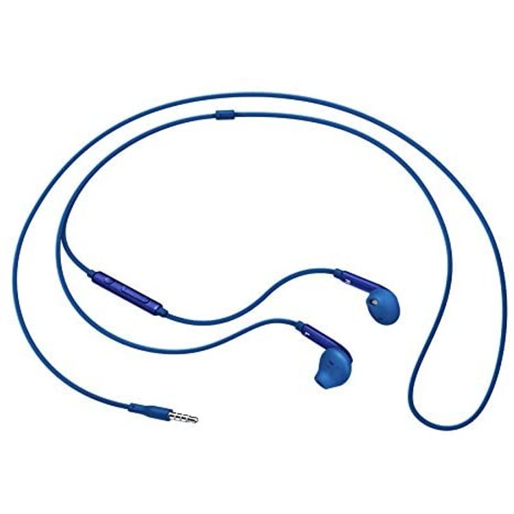 Samsung Hybrid In-ear Fit Earphones with Microphone, ( Ear Tip & Ear Wing Tip ) Wired Headset with High-quality Sound, 3.5mm Headphone Connector, 1.2m Cable - Blue
