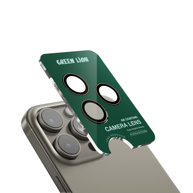 Green Lion Classic Camera Lens for iPhone 16 Pro/Pro Max, Seamless Fit, Scratch Resistant, Anti Reflective - Copper Gold