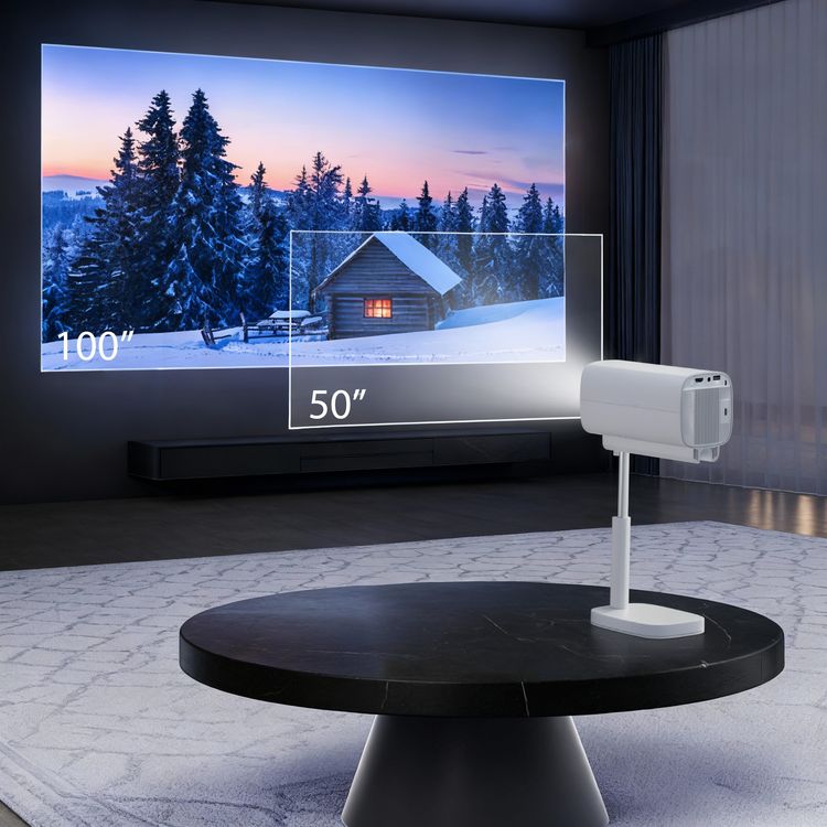 Green Lion Nova 2 Portable Projector with Built-in 3W Speaker, 150 Ansi Lumens Brightness, 1.5m-2.95m Adjustable Distance, Android 13, Easy-Carry Design, 50"-100" Adjustable Projection Screen, Bluetooth Version 5.0, Easy-Turn Ring Focus, 90° Tilt & Stand,  340mm Max Height - White
