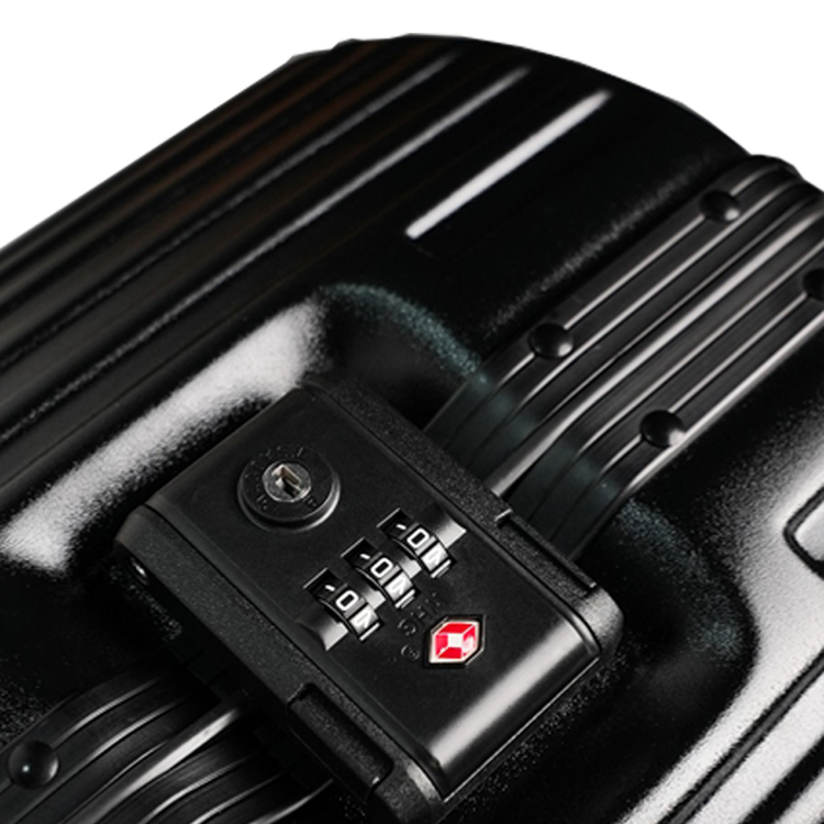 Levelo Oro 24" ABS Suitcase and Light Weight Travel Luggage, 360° Wheels Rotation, ABS+PC & Polyester Fabric, 100KG Weight Bearing, Integrated Silent Wheels - Black