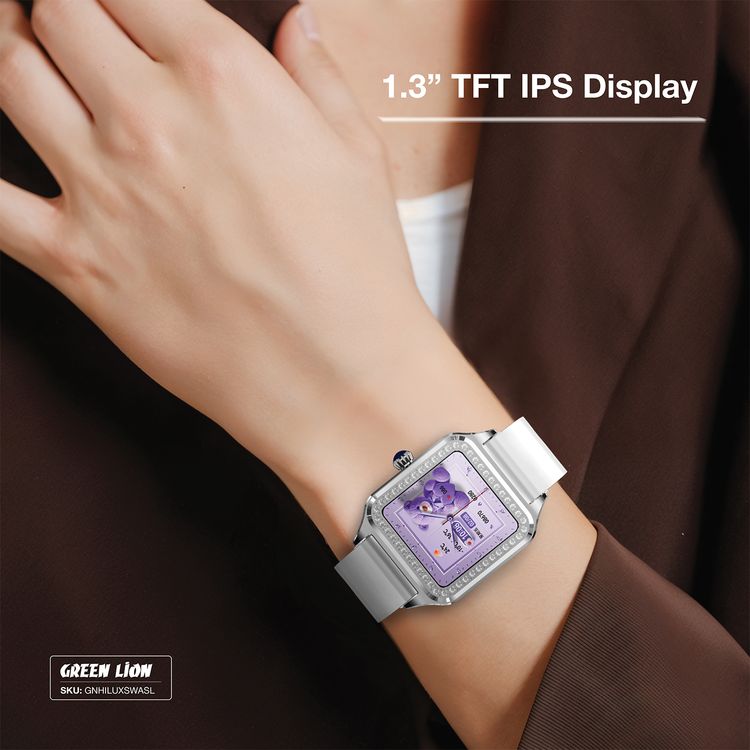 Green Lion Hilux Smart Watch with Extra Strap, 1.3" TFT IPS Display, 2-4 Days Working Time, 450nits Brightness, Sport Modes & Activity Tracking, Health Monitoring, 150mAh Battery, Bluetooth Version 5.4 - Silver