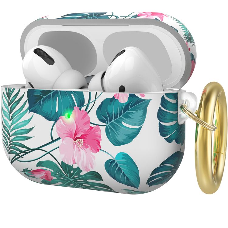 AhaStyle Premium TPU Rugged Hard Shell Design Case with Anti-Lost Ring Compatible for AirPods Pro, Scratch Resistant, Shock Absorption, Drop Protection, & Dustproof Protective Hard Shell Cover Suitable with Wireless Charging - Orchid - AirPods Pro