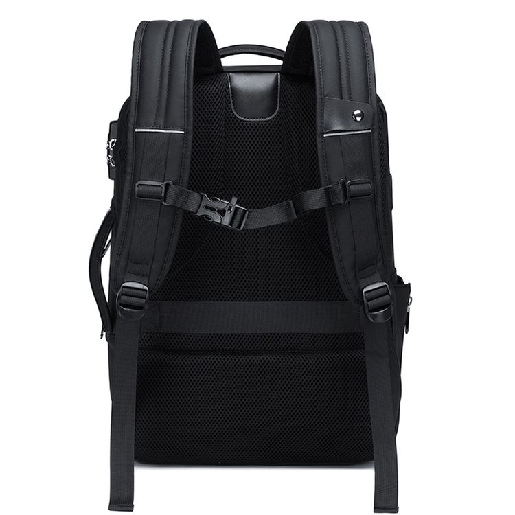 حقيبة ظهر للسفر من جرين لايون تشيلسي بمساحة قابل للتوسيع، تناسب الأجهزة حتى 17.3 بوصة، 3 أقسام كبيرة، مقاومة للرش، قفل بحزام على الصدر - باللون الأسود