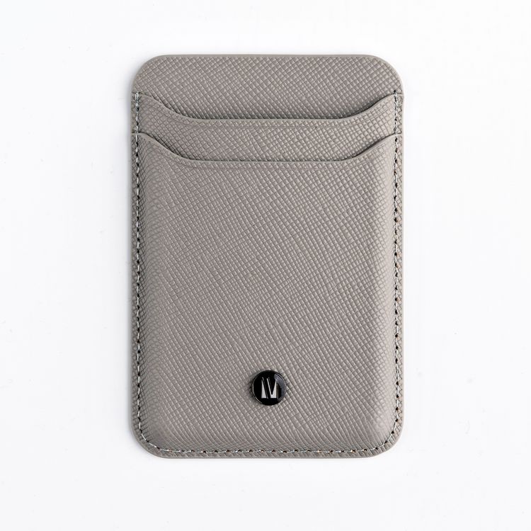 Levelo Bond MagSafe Card Holder Wallet with Metal Signature Logo - Gray