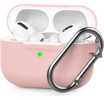 Ahastyle Retro 3D Design Premium Silicone Case with Carabiner Compatible for AirPods Pro - Ergonomic Classic Design - Dust & Shockproof Cover Supports Wireless Charging - Sakura Pink