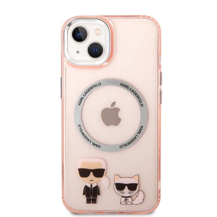 Karl Lagerfeld Magsafe PC/TPU Case with Ring Wireless Chargeable iPhone 14 Plus Compatibility - Pink