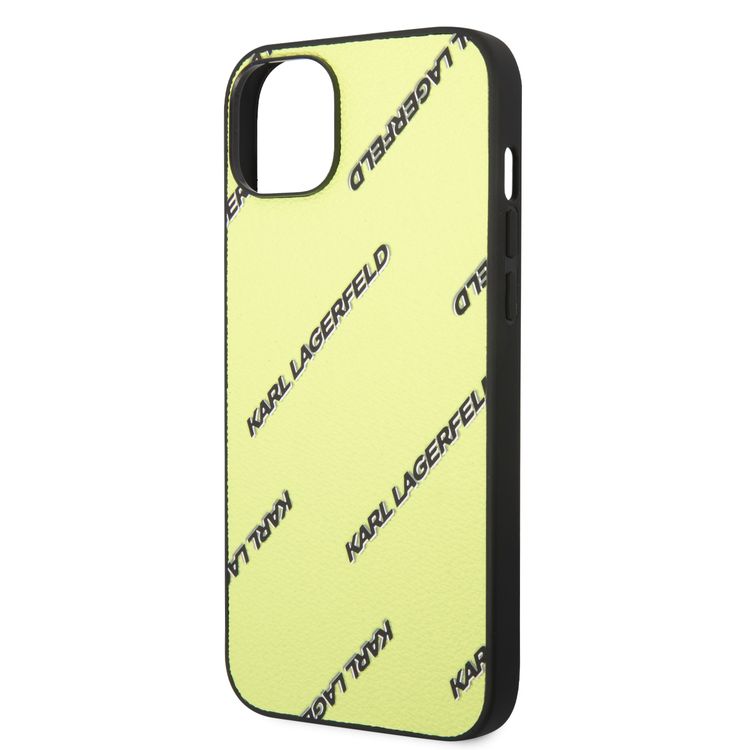 Karl Lagerfeld Grained PU Leather Case with Logomania Pattern iPhone 14 Plus Compatibility - Green