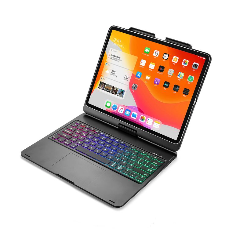 Green Lion 360° Rotatable Keyboard Case for iPad Pro 12.9", Up to 90 Days Standby Time, 10m Operating Distance, 180° Flip Keyboard Cover - Black
