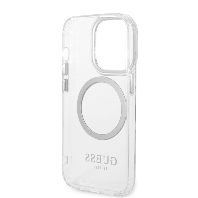Guess Magsafe Compatibility Transparent Outline iPhone 14 Pro Max Compatibility - Silver