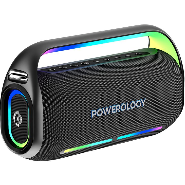 Powerology TWS Karaoke Speaker 150W with Mic and Remote, Bluetooth Version 5.0 + DSP, 18000mAh Battery Capacity, 12 Hours Working Time, 7.5 Hours Charging Time - Black