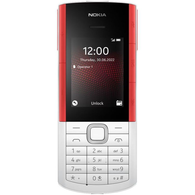 Nokia 5710 Xpress Audio Feature Phone with built-in wireless earbuds, 4G Connectivity, (Dual SIM) - White and Red
