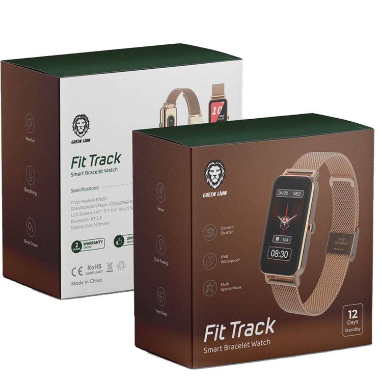 Green Lion Fit Track Smart Watch with 1.47" TFT Full Touch, 320x172 Resolution, 192KB/256KB/64MB RAM/ROM/SPI Flash, 160mAh Battery, Up to 12 Days Standby Time - Gold