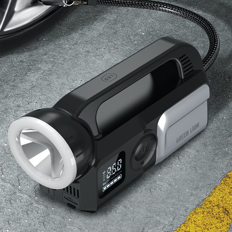  Green Lion Savior 12V Jump Starter with 24000mAh Battery Capacity, 10W 2000lm Flashlight, 1×Type-C & 2× USB-A Ports, Multiple Protection, 12V/8L Engine Gasoline Cars - Gray