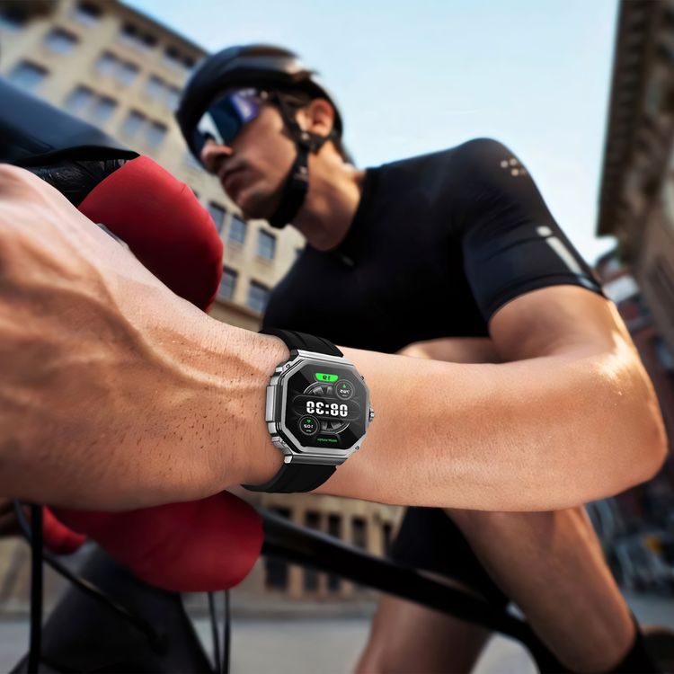 Porodo FitPulse Pro Smartwatch with 1.43-inch AMOLED Display, 466 x 466 pixels Resolution, Up to 7 Days Working Time, 400mAh Battery Capacity, 128MB Flash Memory, Bluetooth Version 5.2, IP68 Water Resistance Level - Black / Silver