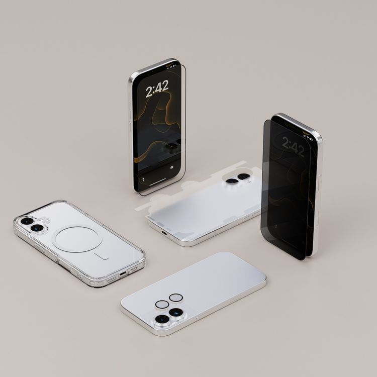 Porodo 360° Shield Series for iPhone 17 with 5-in-1 Privacy, Protection & Crystal Clear, HD Clear Screen Protector, Privacy Screen Protector, Camera Lens Protector, MagSafe Clear Case, Back Film Protector, Drop-Tested Military Grade Protection - Clear