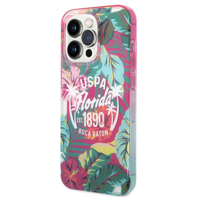 USPA PC/TPU Case Florida Design iPhone 14 Pro Max Compatibility - Pink/Green