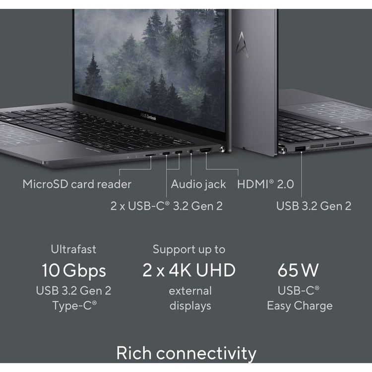 ASUS Zenbook 14 OLED Laptop UM3402YA - AMD Ryzen R5-7340U, 8GB RAM, 512GB SSD, AMD Radeon Graphics, 14-inch 3K OLED, Windows 11 Home - Jade Black