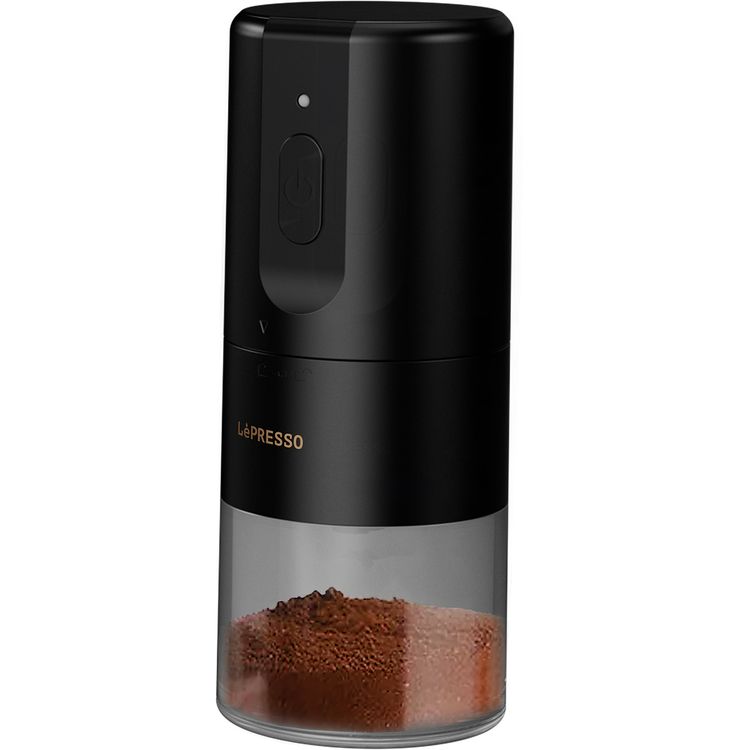 LePresso Conical Burr Grinder, 1200mAh Battery Capacity, 3 Hours Charging Time, Type-C Charging Port, Adjustable Grind Size, 160g Powder Container - Black