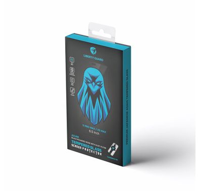 واقي شاشة Liberty Guard Azure Full Cover Black بحافة مدورة لهاتف iPhone 11 Pro Max، مضاد للصدمات والتأثير - أسود